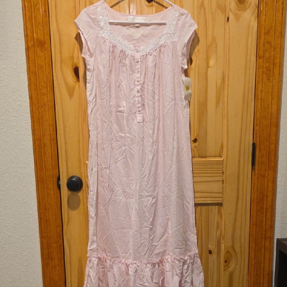 Eileen West Pink Lace-Trim Nightgown Chemise